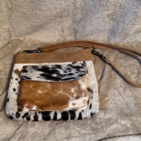 Myra Bag Vintage Bygone Leather & Cowhide Crossboy Bag S-1212 - New With Tags - Picture 15 of 16